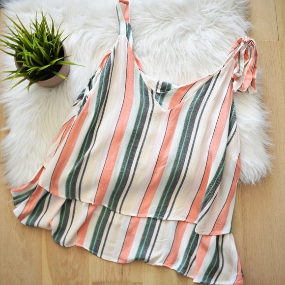 ASOS Curve Tops - NWT Asos Curve Vertical Stripe Tie Shoulder Blouse